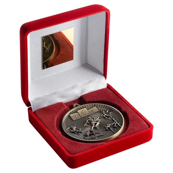 Red Velvet Box and 60mm Athletics Medal
