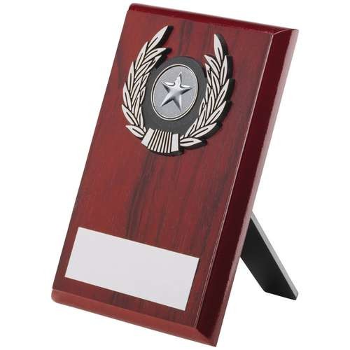 Rosewood Plaque and Silver Trim Trophy