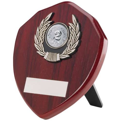 Rosewood Shield and Silver Trim Trophy
