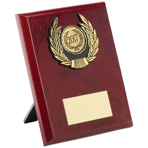 Rosewood Plaque and Gold Trim Trophy