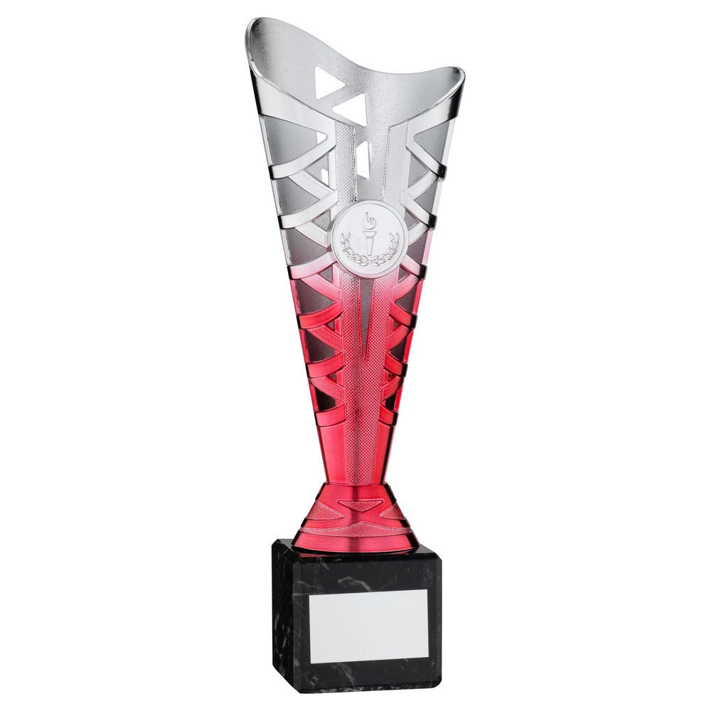 Silver & Pink Plastic Titan Cup on Black Marble Base