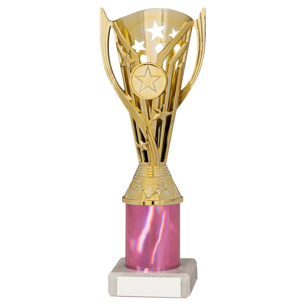 Gold & Pink Plastic Flash Cup on Marble Base