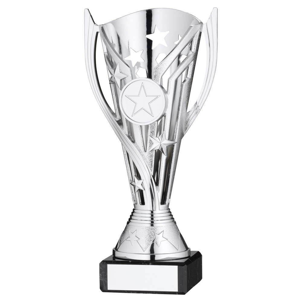Silver Plastic 'Flash' Cup on Black Marble Base