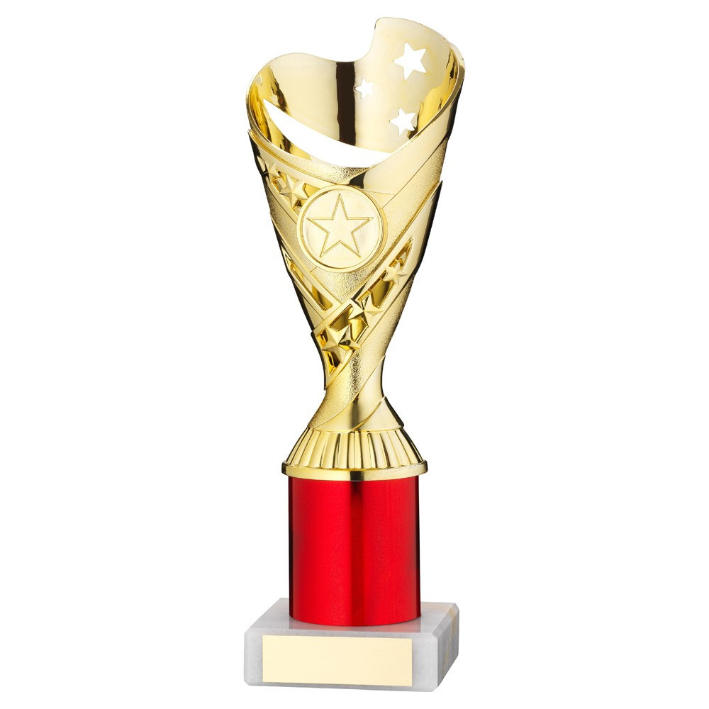 Gold and Red Plastic 'SABRE' Cup on Marble Base