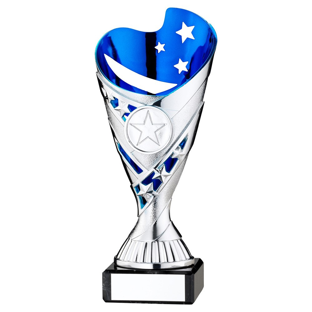 Silver and Blue Plastic 'SABRE' Cup on Marble Base