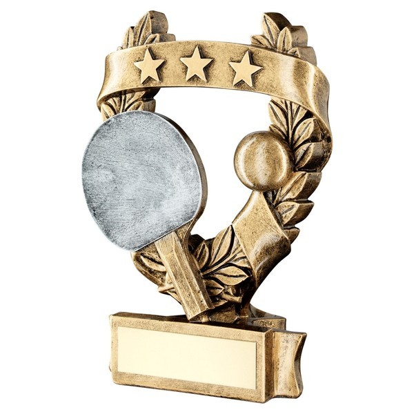 Bronze / Pewter Table Tennis 3 Star Wreath Trophy