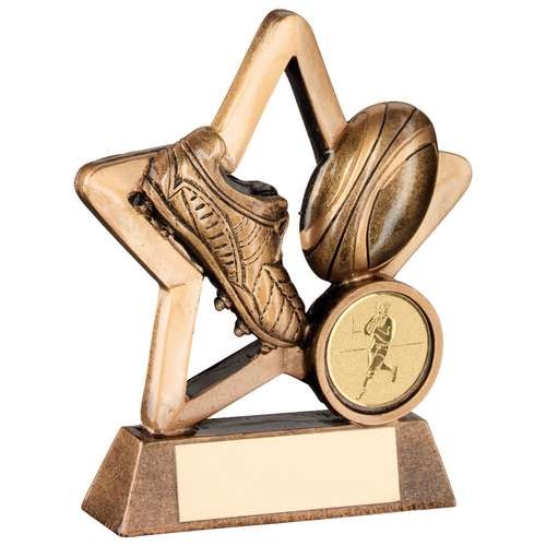 Bronze/Gold Resin Rugby Mini Star Trophy