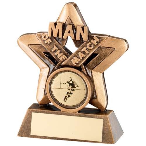 Bronze/Gold Man of the Match Mini Star Trophy