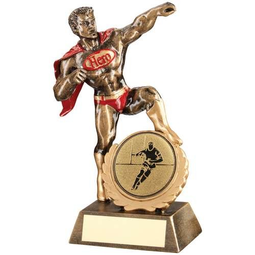 Bronze/Gold/Red Resin Generic 'Hero' Award with Rugby Insert