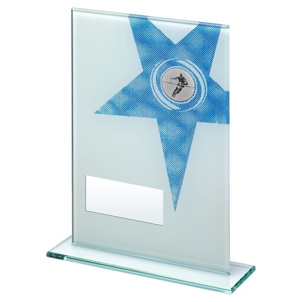 White Printed Glass Rectangle with Rugby Insert