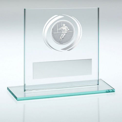 Jade Glass Award with Silver Rugby Insert