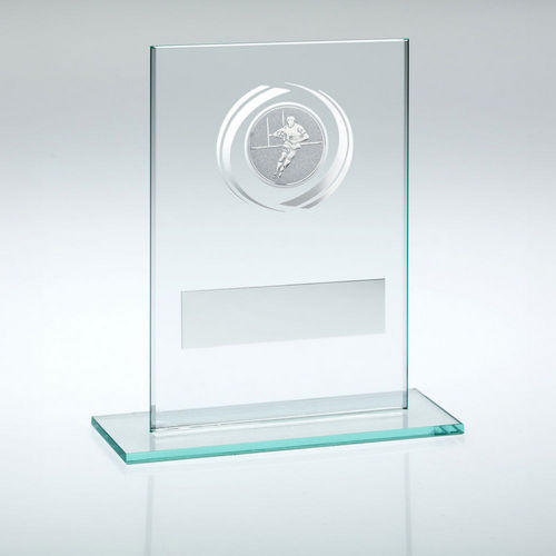 Jade Glass Award with Silver Rugby Insert