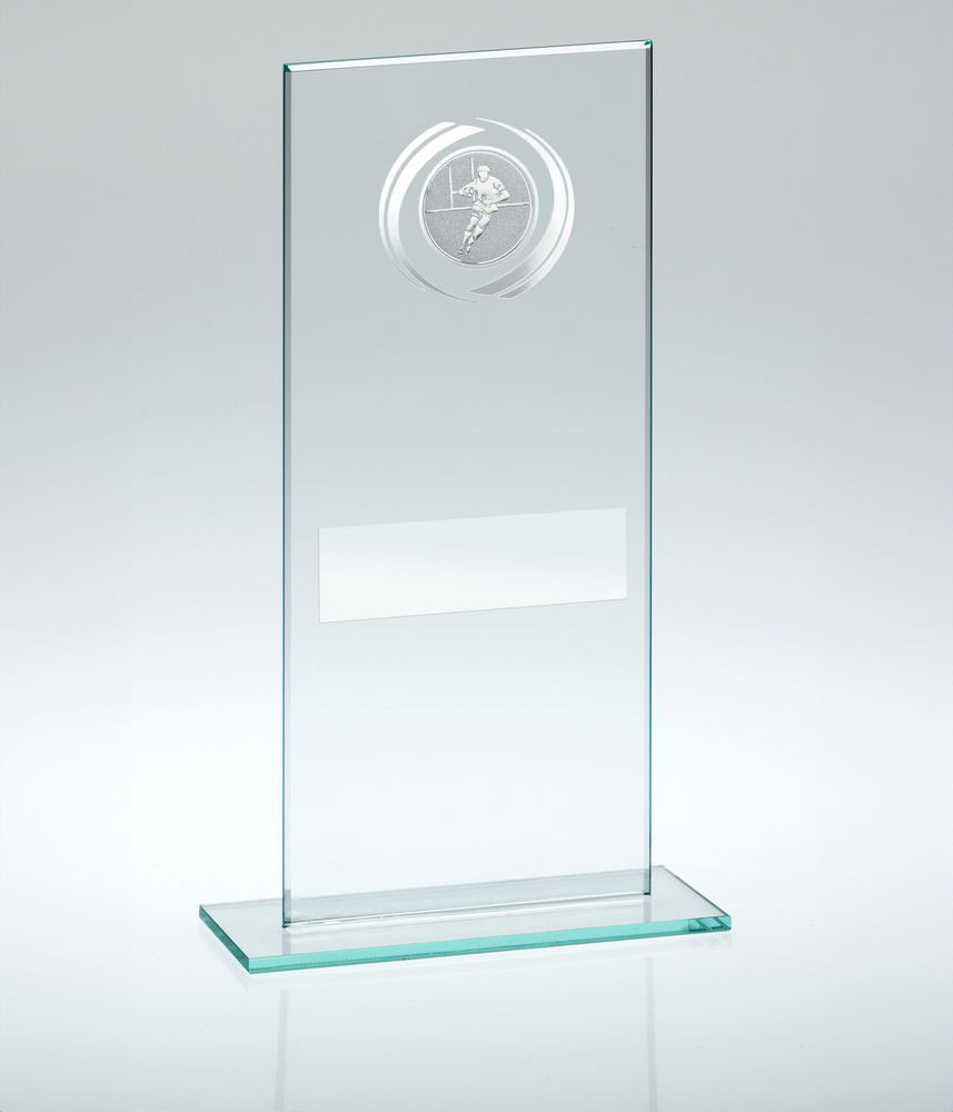 Jade Glass Award with Silver Rugby Insert