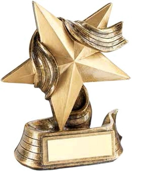 Bronze/Gold Star And Ribbon Award Trophy