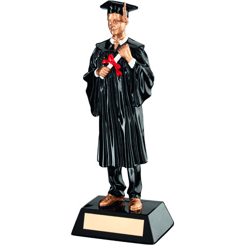 Black/Gold Resin Male Graduate Trophy