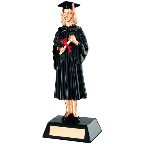 Black/Gold Resin Female Graduate Trophy