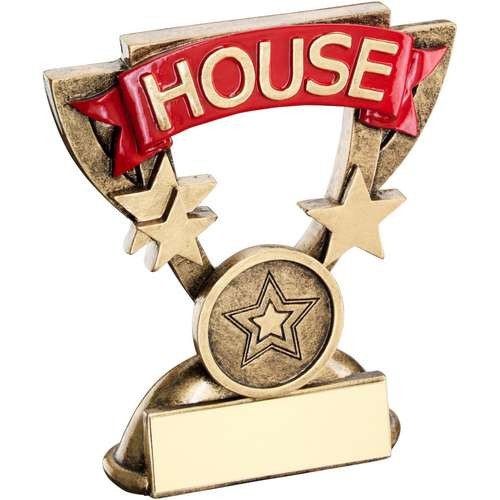 Bronze/Gold School House Mini Cup Trophy - Red 