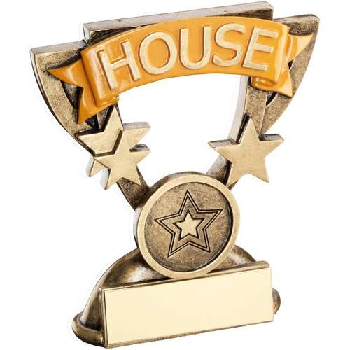 Bronze/Gold School House Mini Cup Trophy - Yellow