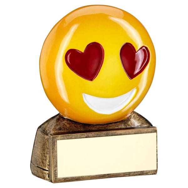 Yellow Heart Eyes Emoji Trophy