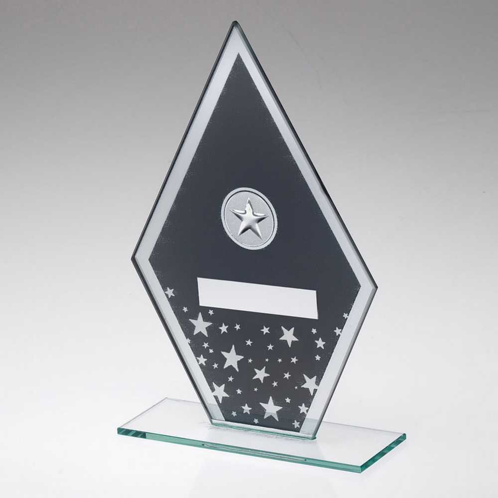 Grey/Silver Printed Glass Diamond with Star Centre