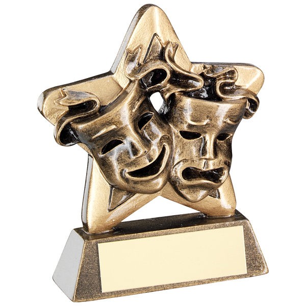 Bronze/Gold Drama Masks Mini Star Trophy
