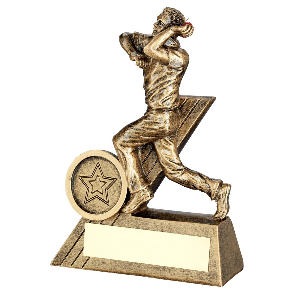 Brz/Gold Mini Male Cricket Bowler Figure  
