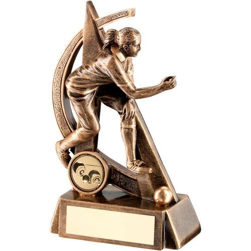 Bronze/Gold Female Lawn Bowls Geo Figure Trophy