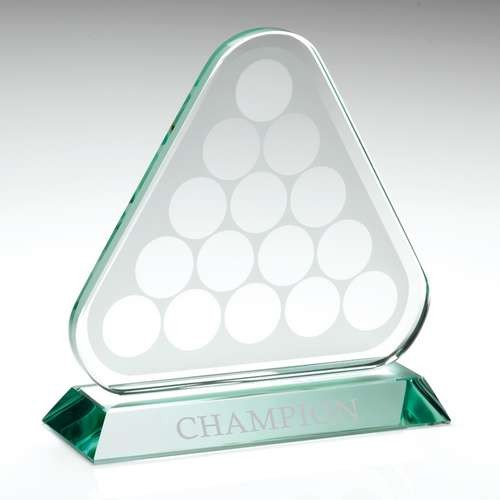 Jade Glass Triangle Plaque with Pool/Snooker Balls