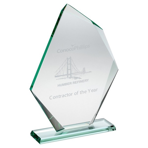 Jade Glass Offset Diamond Plaque