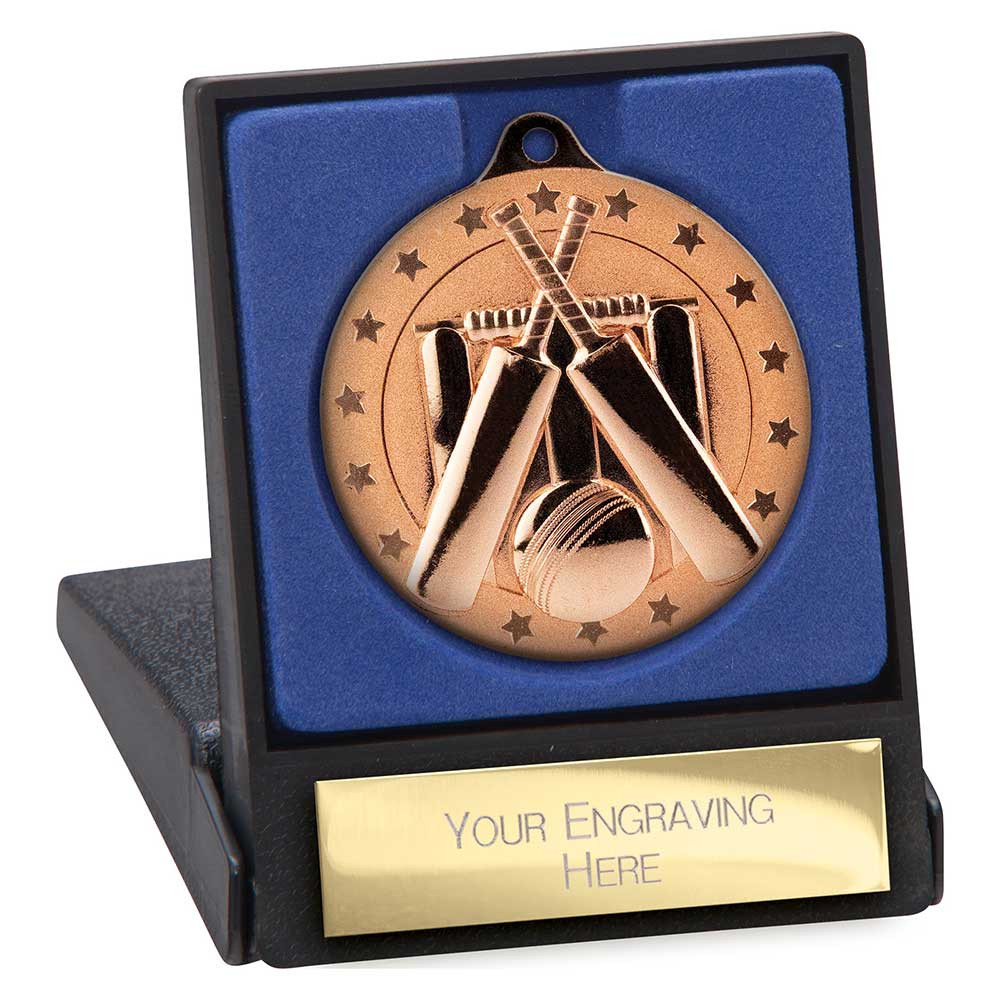 Cascade Stars Cricket Medal & Box 50mm