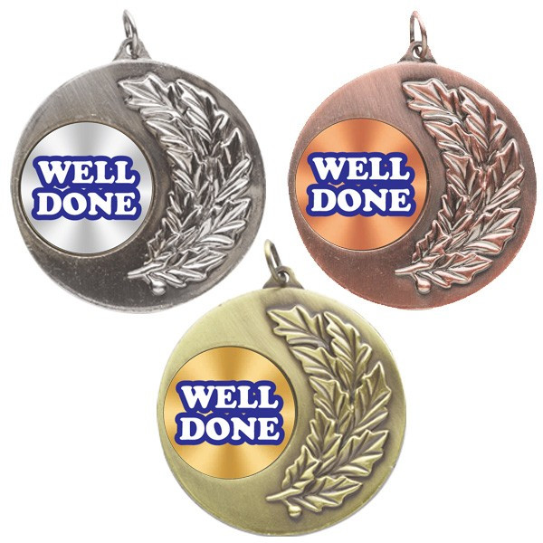 Well Done Laurel Wreath 50mm Medal