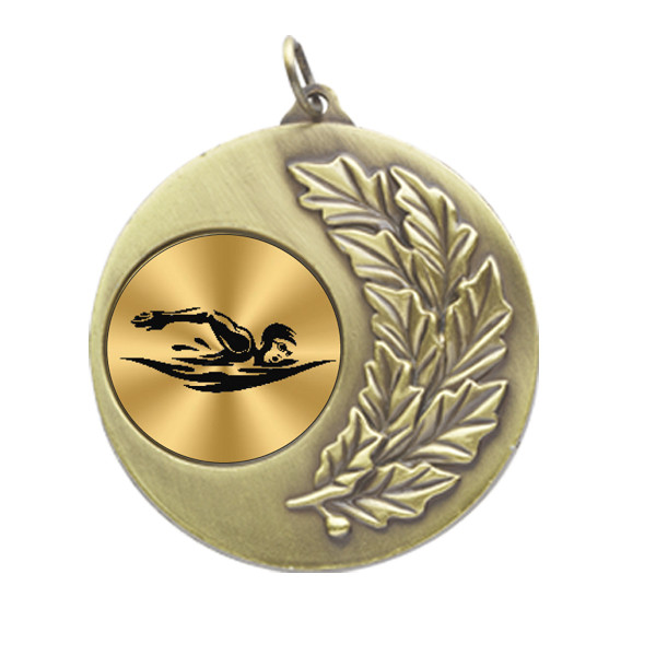 Swimming Laurel Wreath 50mm Medal