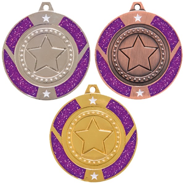Glitter Star Medal - Purple