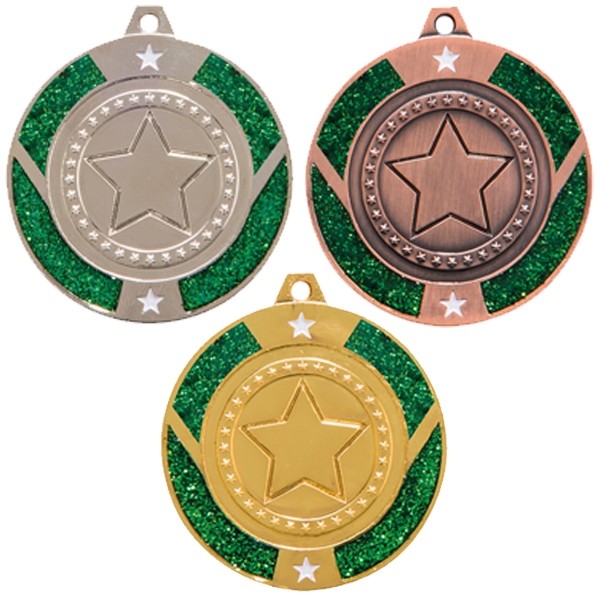 Glitter Star Medal - Green