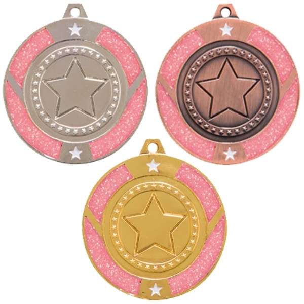 Glitter Star Medal - Pink