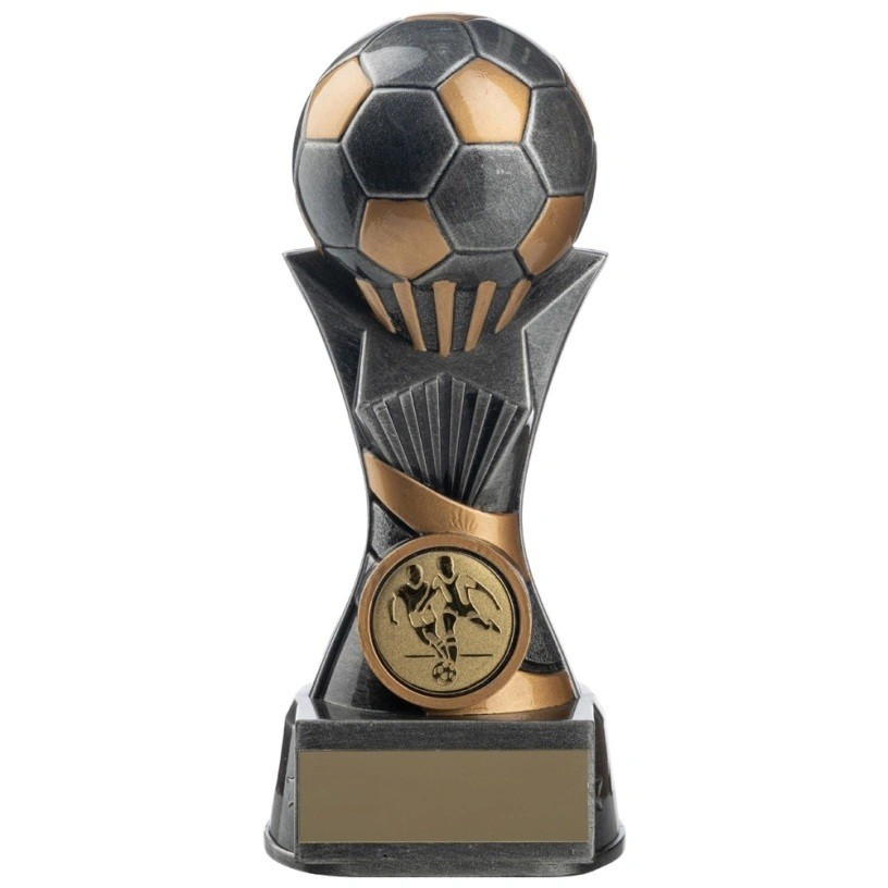 Two Tone Football Ball on Stand in Antique Silver and Gold