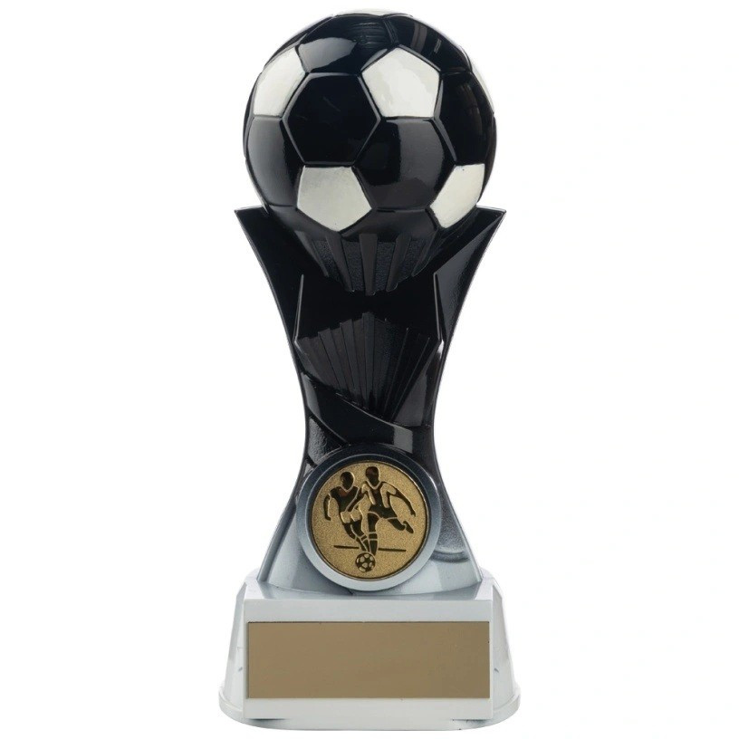 Two Tone Football Ball on Stand in Black and Silver
