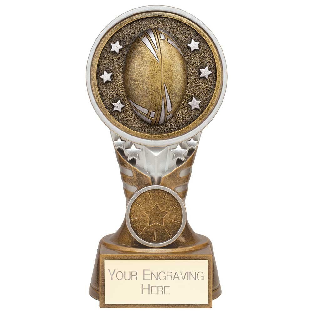 Ikon Tower Rugby Award Antique Silver & Gold 