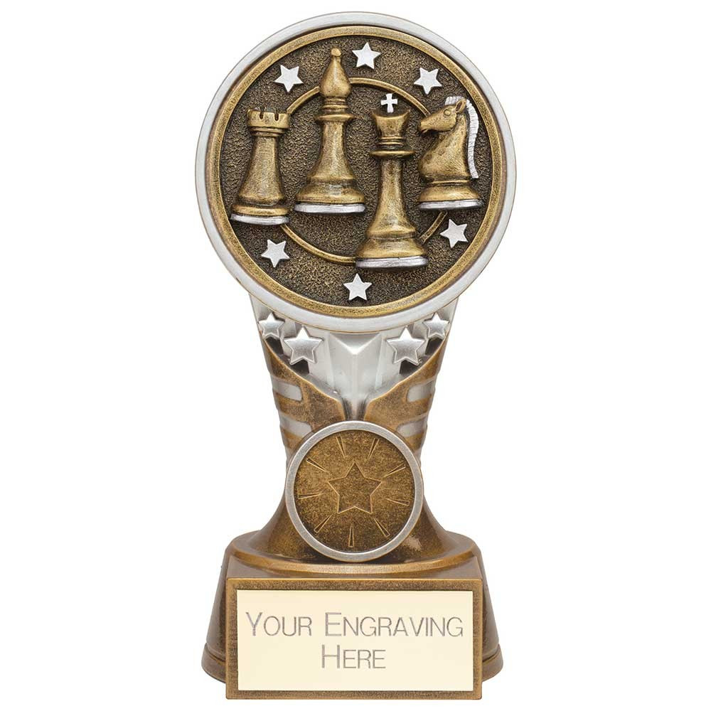 Ikon Tower Chess Award Antique Silver & Gold 