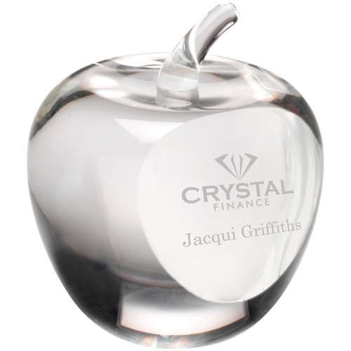 Clear Glass 'Apple' Paperweight with Presentation Case