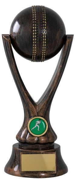 Dark Bronze / Gold Cricket Ball On V Shaped Riser Trophy