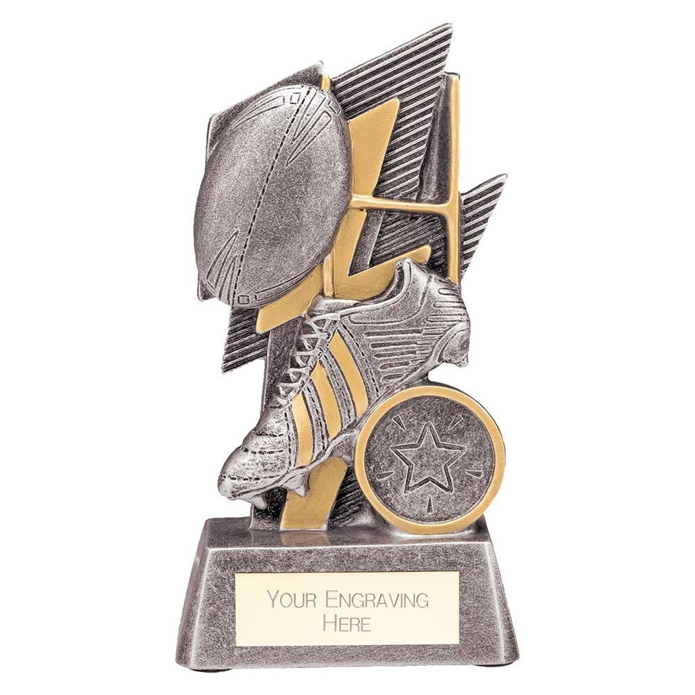 Strike Bolt Rugby Award Antique Silver & Gold