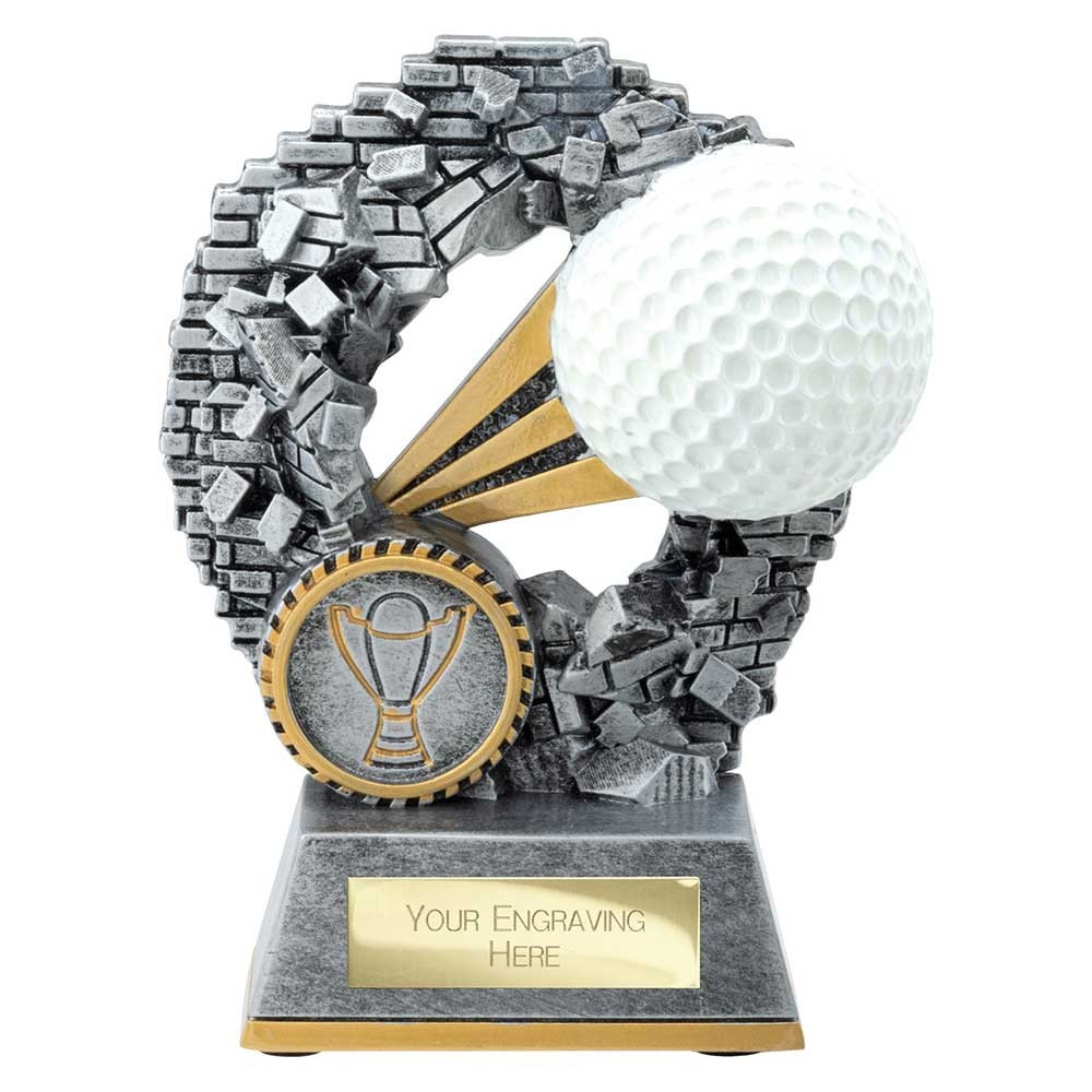 Blast Out Golf Ball Resin Award Antique Silver