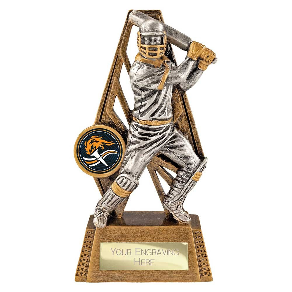 Immense Cricket Batsman Award Antique Gold & Silver