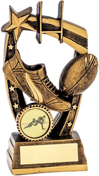 Gold Rugby Boot and Ball Trophy