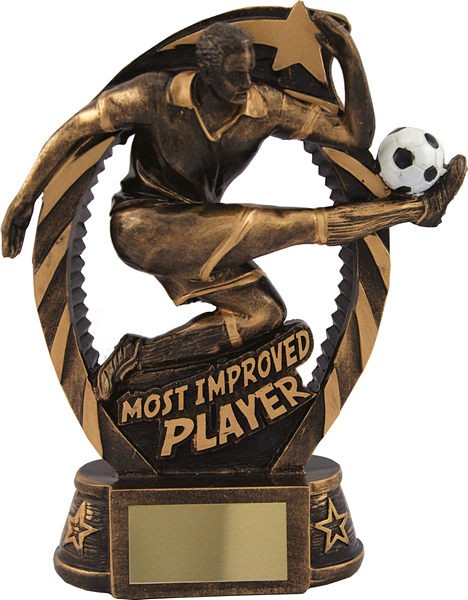 PLAYER OF THE YEAR FOOTBALL TROPHY 5 SIZES SILVER/GOLD FREE ENGRAVING & CENTRES 