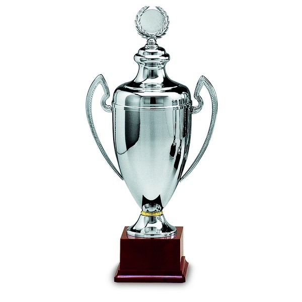 Silver Cup with Lid on Plastic Base