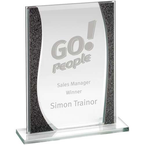 Jade Glass Rectangle Plaque with Silver Highlights