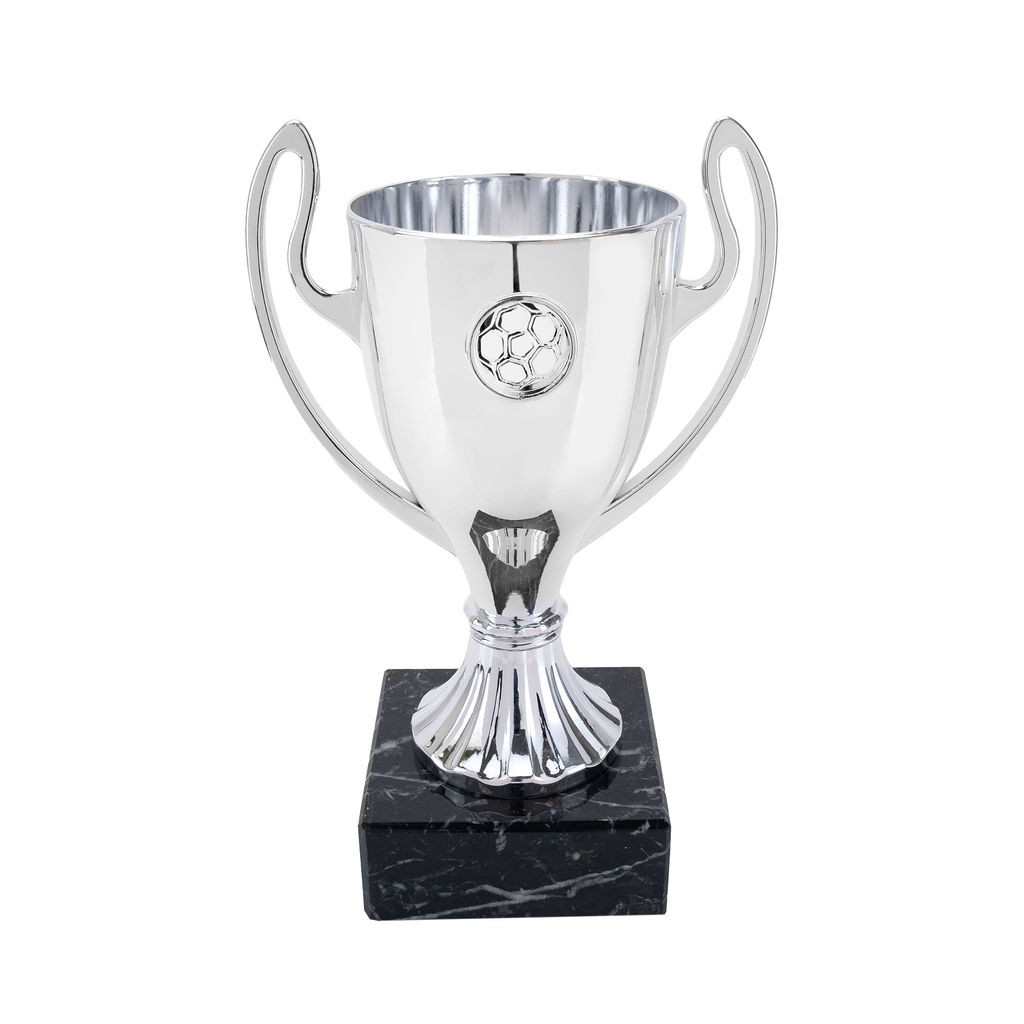 Silver Plastic Cup with Football Recessed Centre Holder 