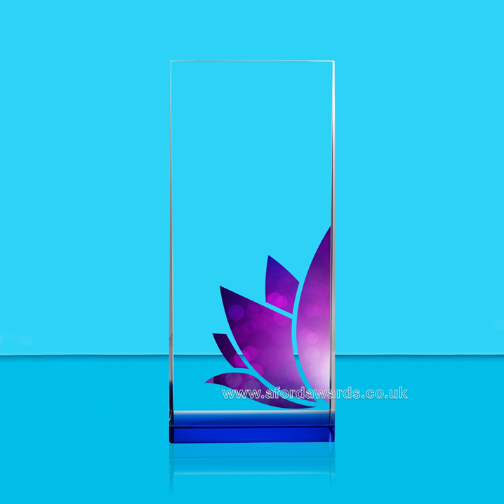 Egyptian Blue Waterlily Crystal Wedge Award